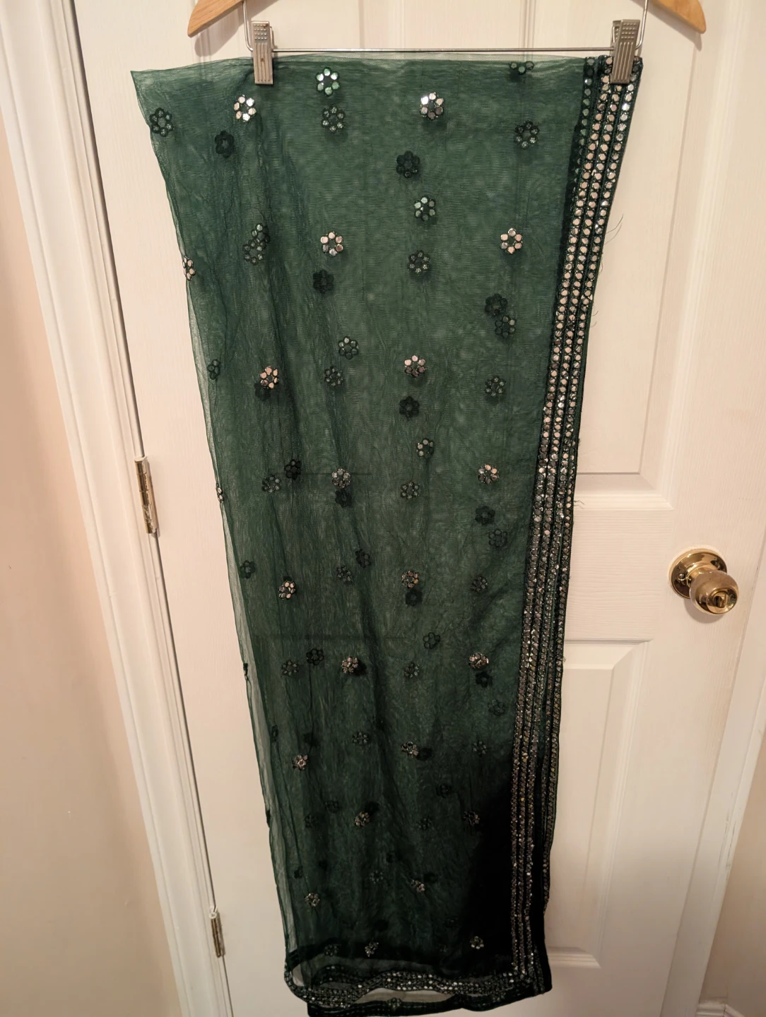 Sequin Embellished Lehenga Choli Set - Dark Green - photo 4