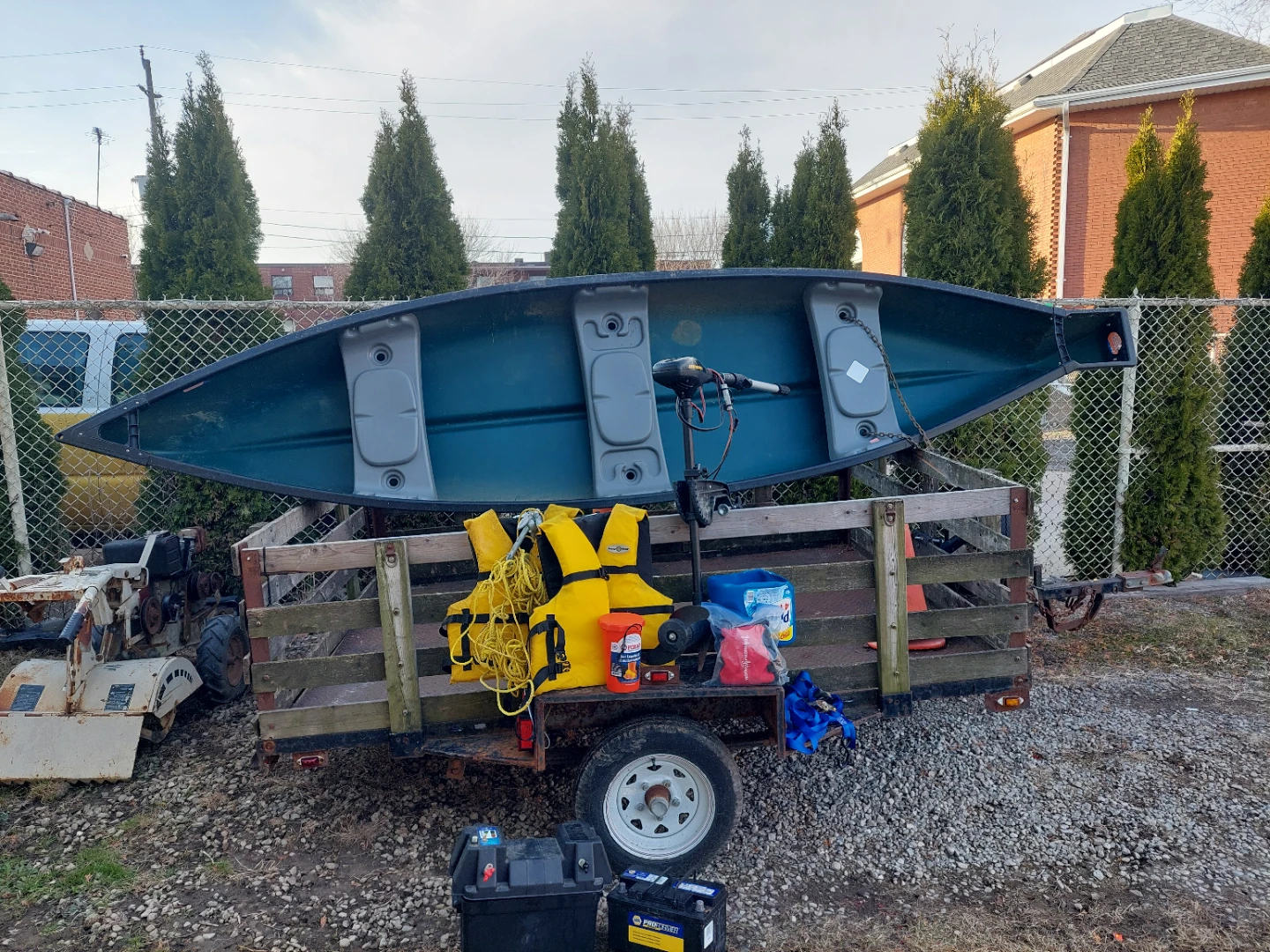 Green Canoe with Trolling Motor and Accessories - photo 4