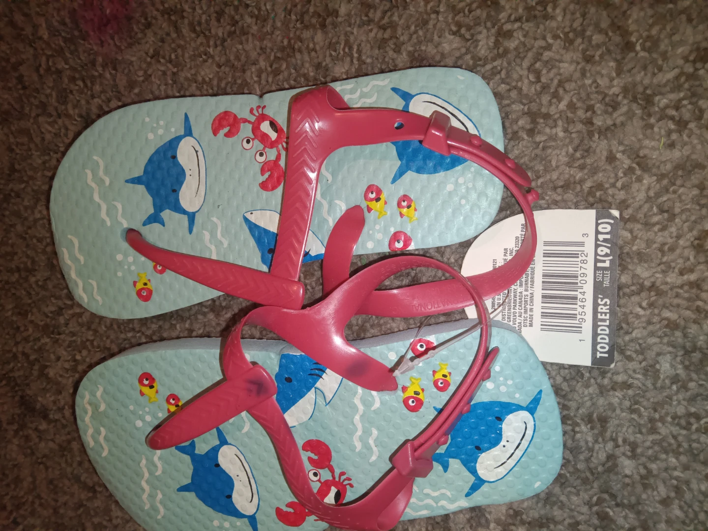 Toddler Girls Shark Flip Flops Size L (9/10) - photo 4