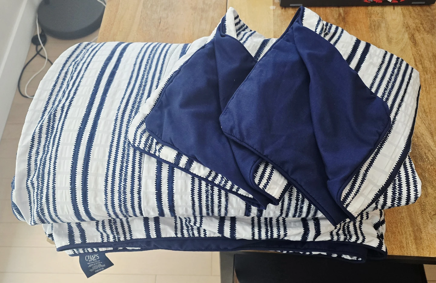 Chaps Home 3 Piece Comforter Set - Navy Stripe - photo 2