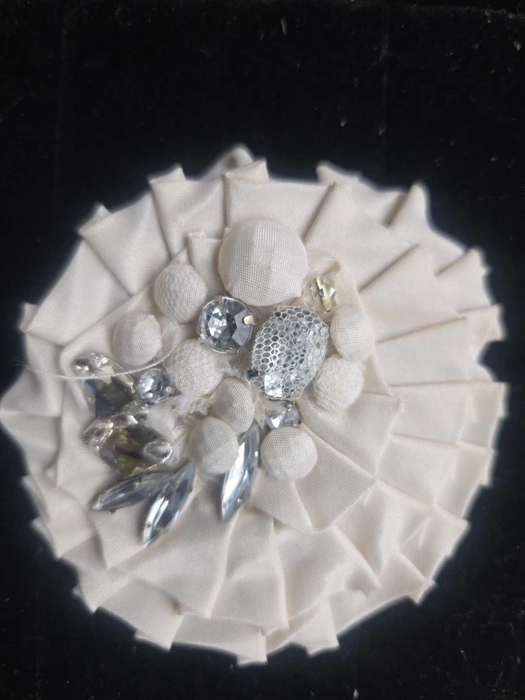 Set of 6 Fabric Flower Embellishments with Rhinestones - photo 2