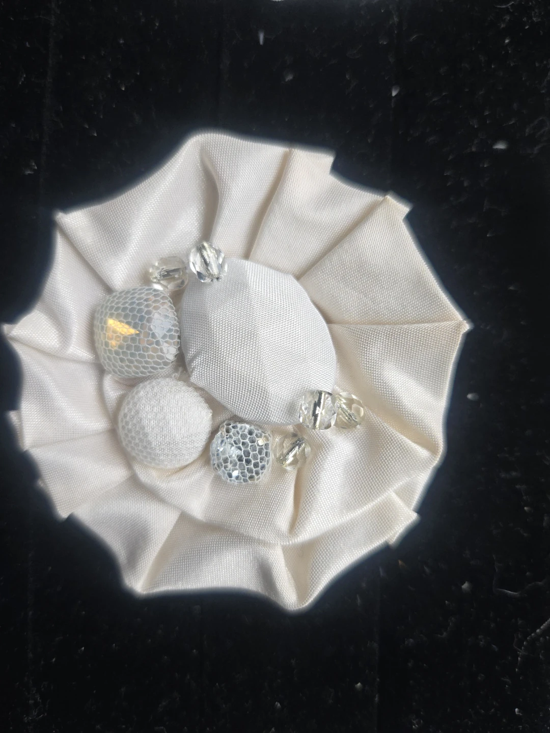 Set of 6 Fabric Flower Embellishments with Rhinestones - photo 3