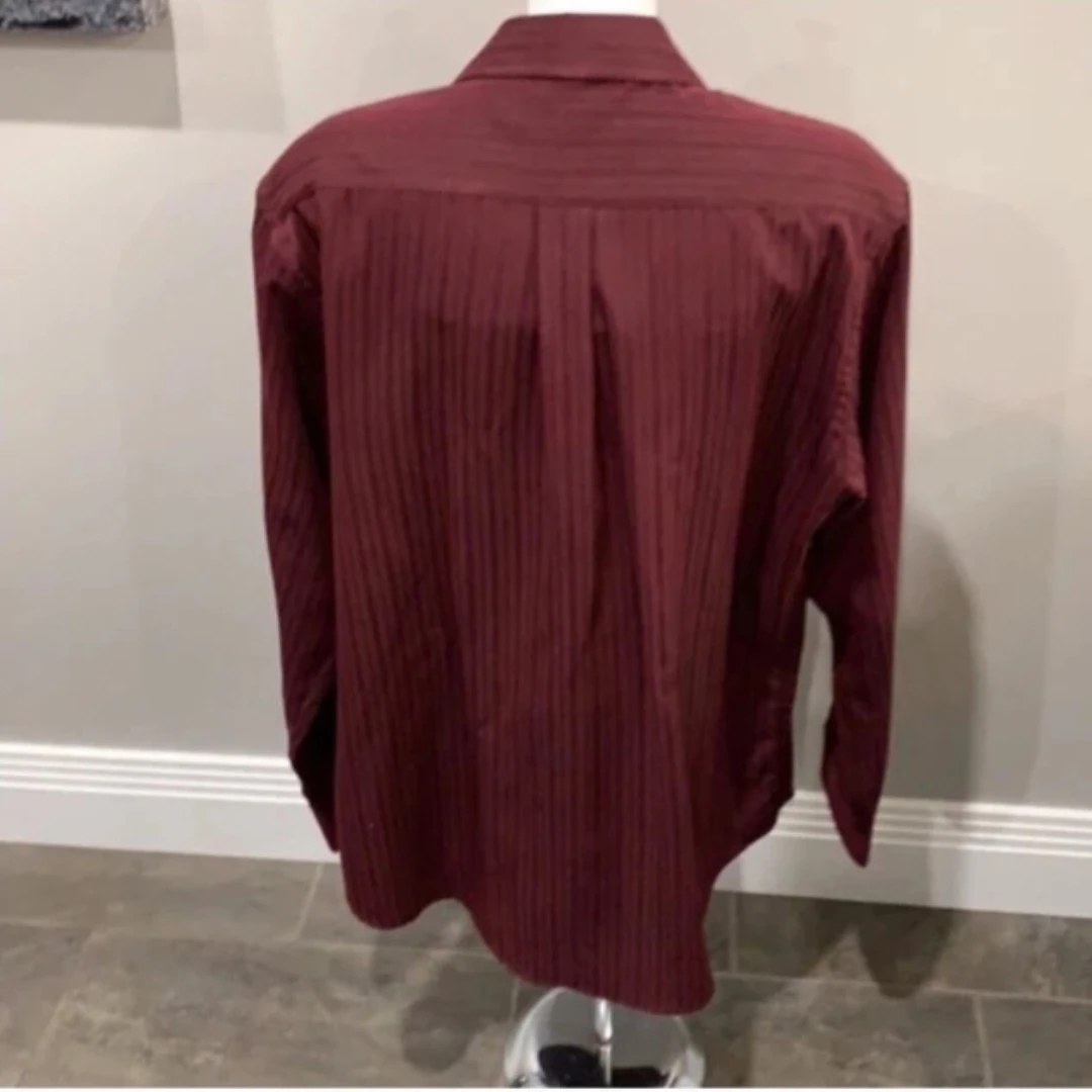 Croft & Barrow Men's Burgundy Striped Dress Shirt - photo 4