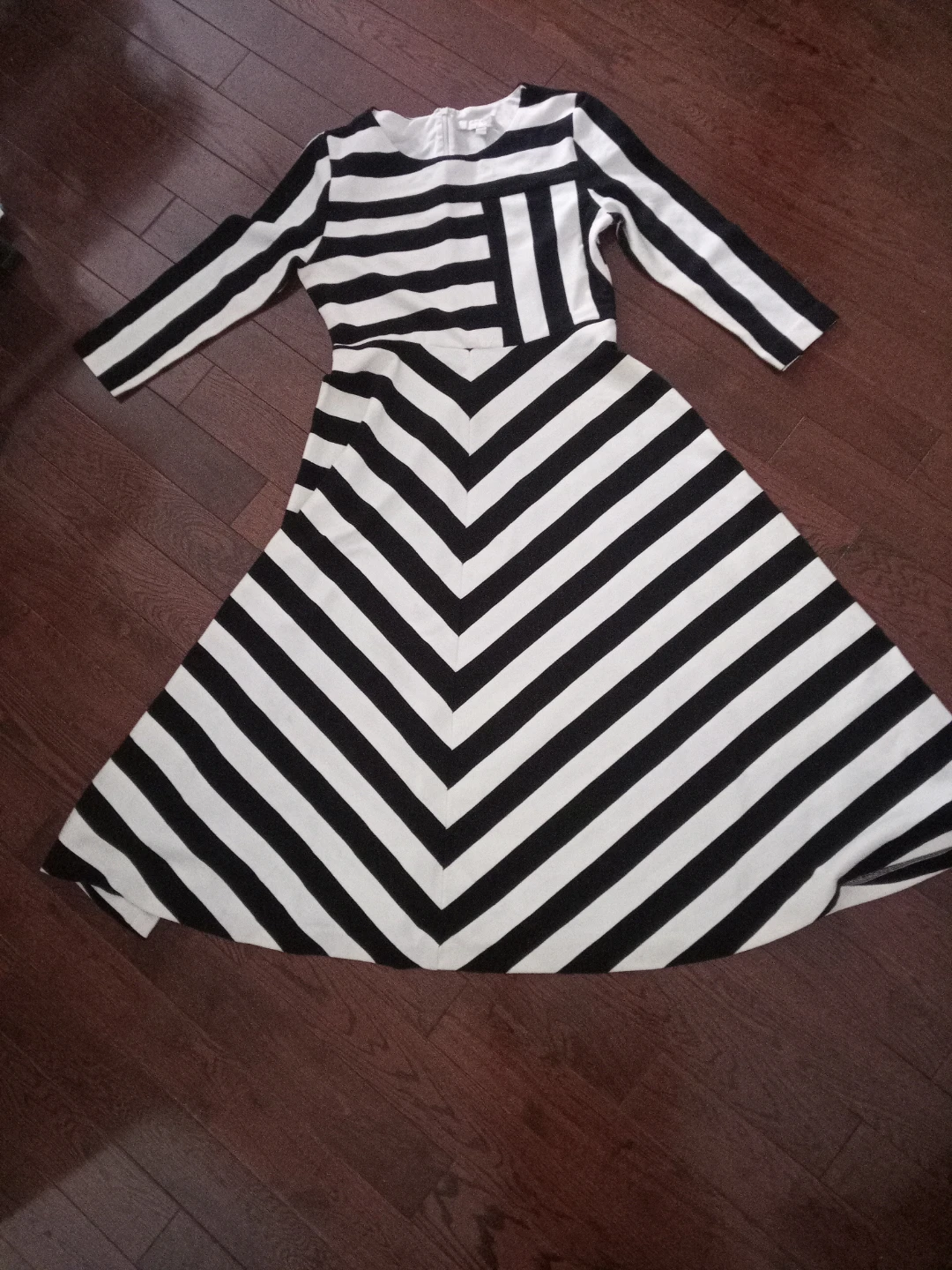 Black and White Striped A-Line Dress