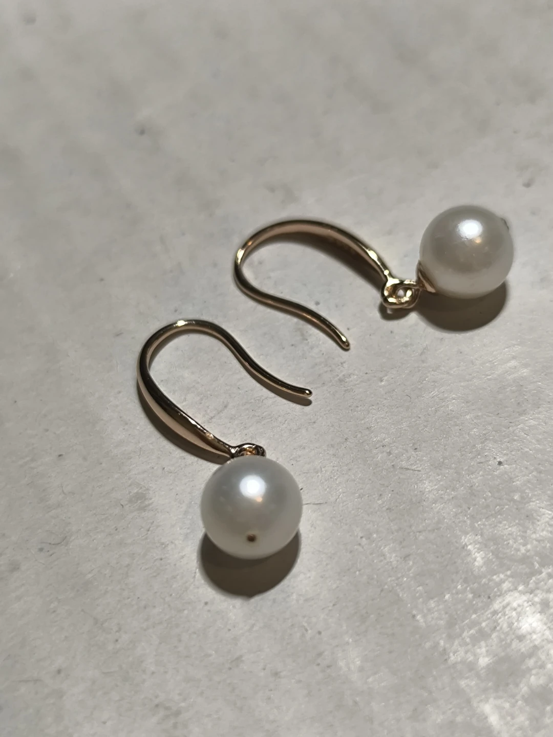 Rose Gold Thin Natural Pearl Drop Earrings 1inch Long