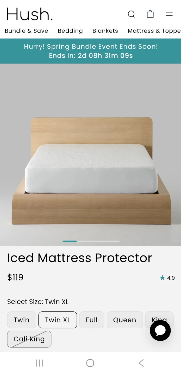 NEW Hush Iced Twin XL Cooling Bundle (Protector + Fitted Sheet)