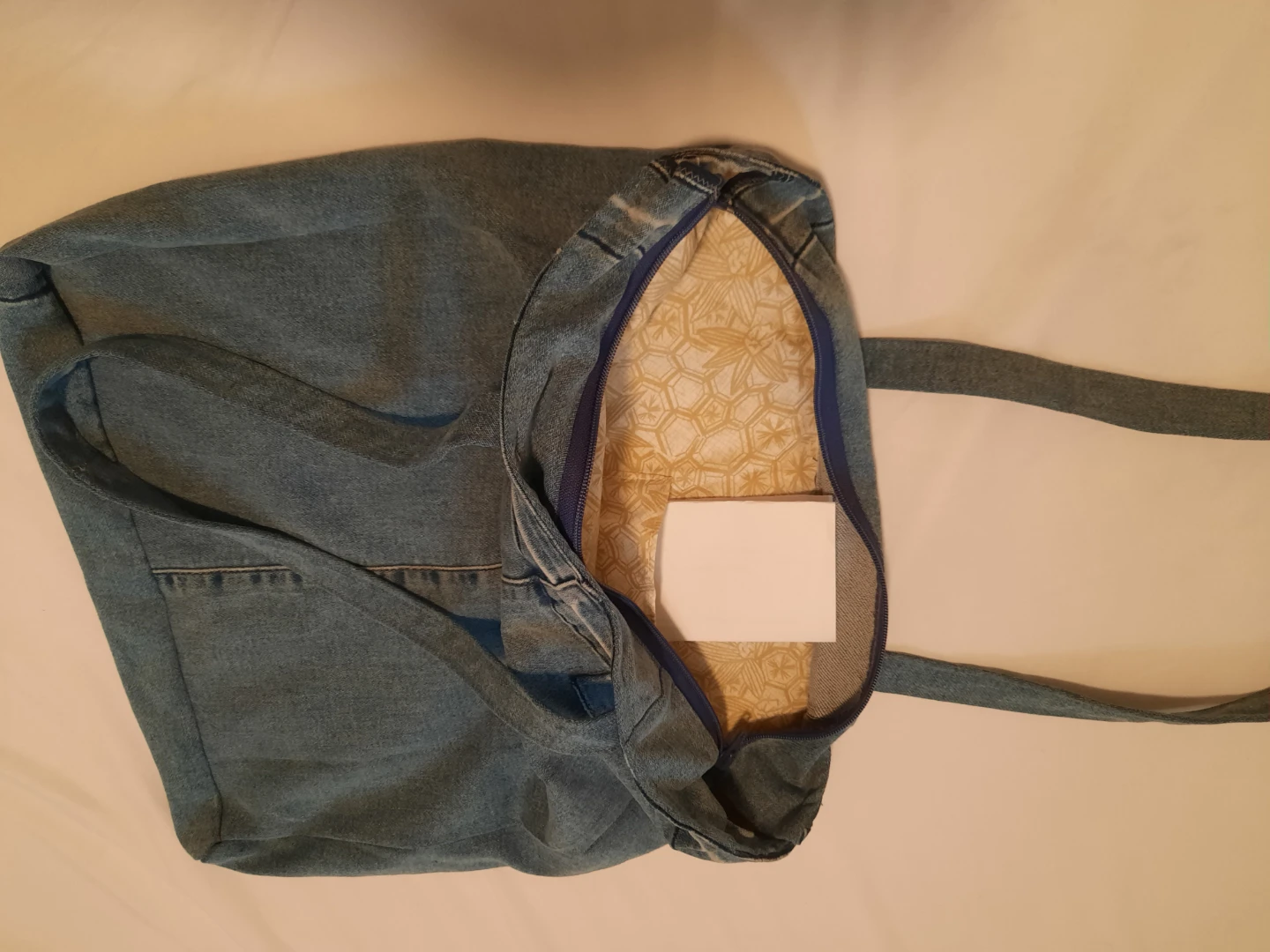 Denim Tote Bag with Patchwork Panel - photo 5