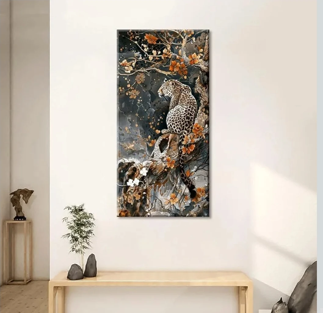 Large 24x48 Leopard Wall Art – Framed Canvas – Ready to Hang - photo 5