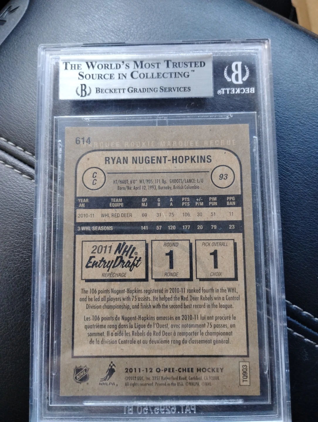 🥕2011-12 O-Pee-Chee Marquee Rookie Ryan Nugent-Hopkins BGS 9 - photo 2