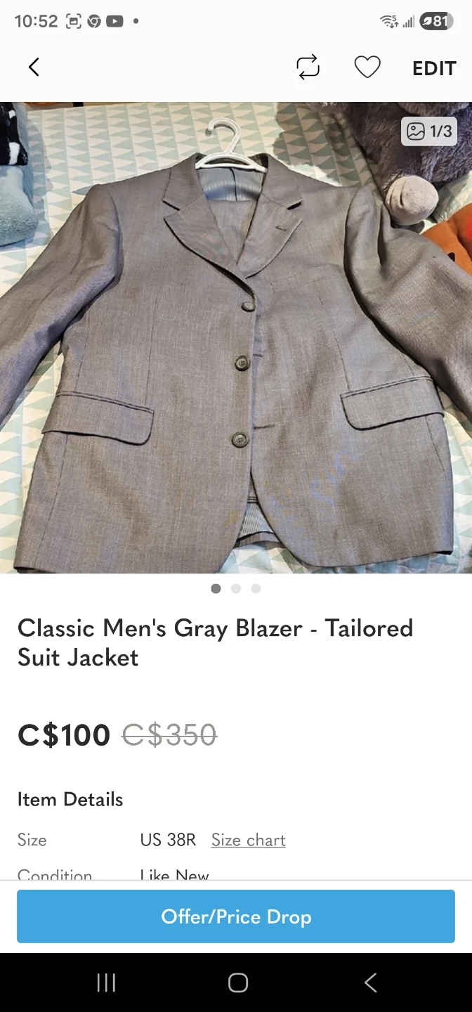 Classic Men's Gray Suit Jacket and Pants - photo 4