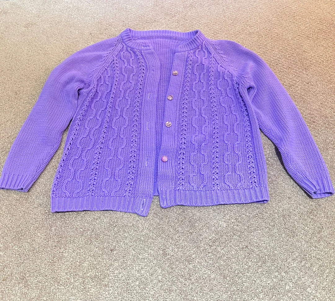 Purple Cable Knit Cardigan