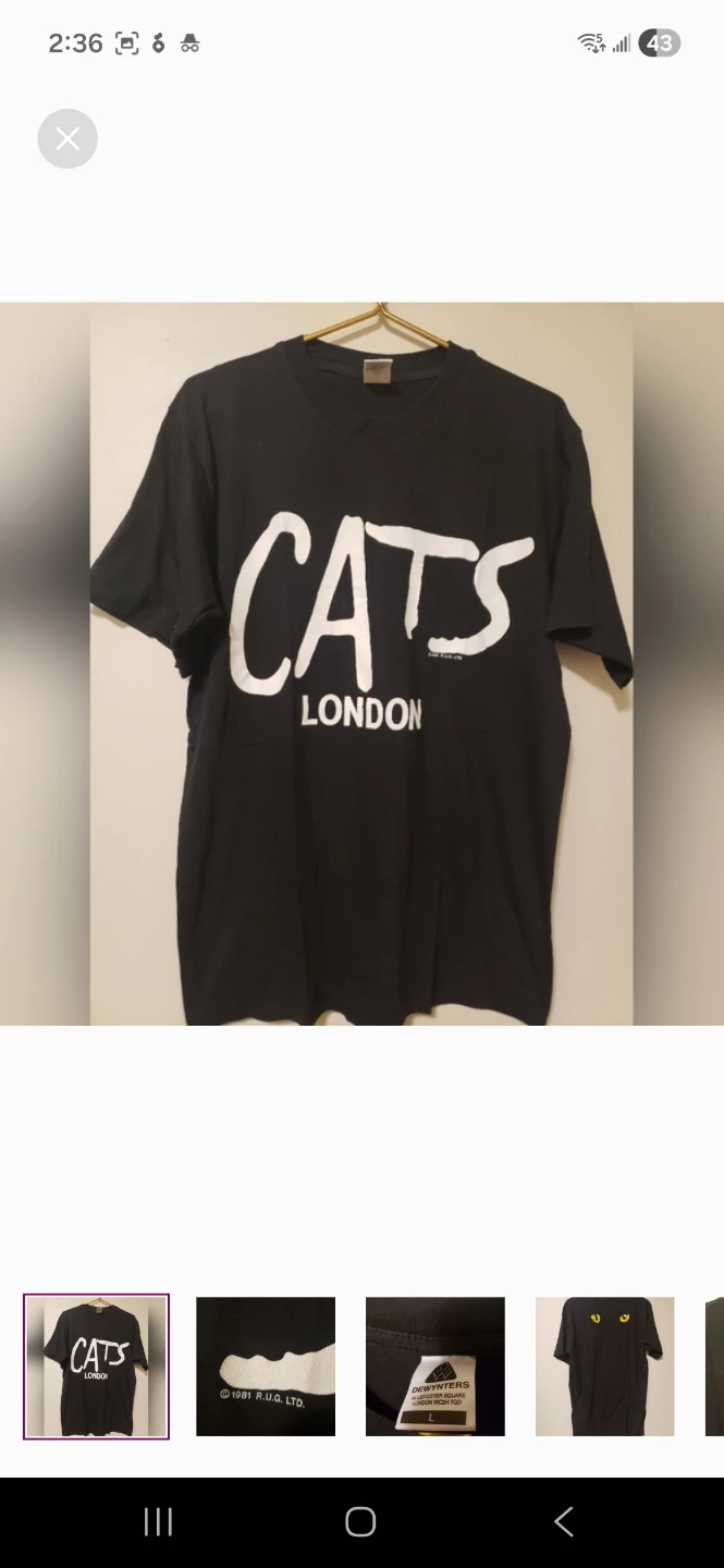 CATS London 1981 Black T-Shirt Size L