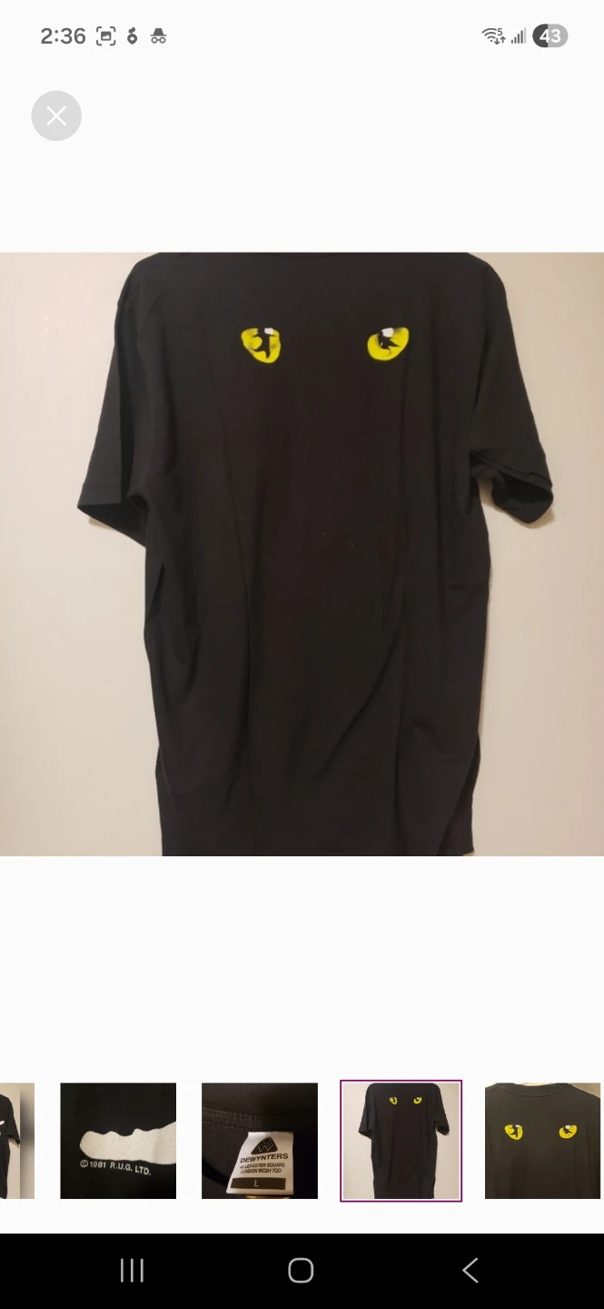 CATS London 1981 Black T-Shirt Size L - photo 3