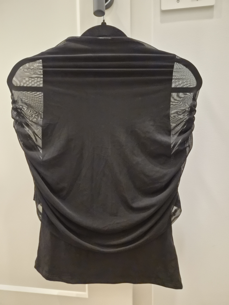 H&M Divided Black Ruched Mesh Top - Medium