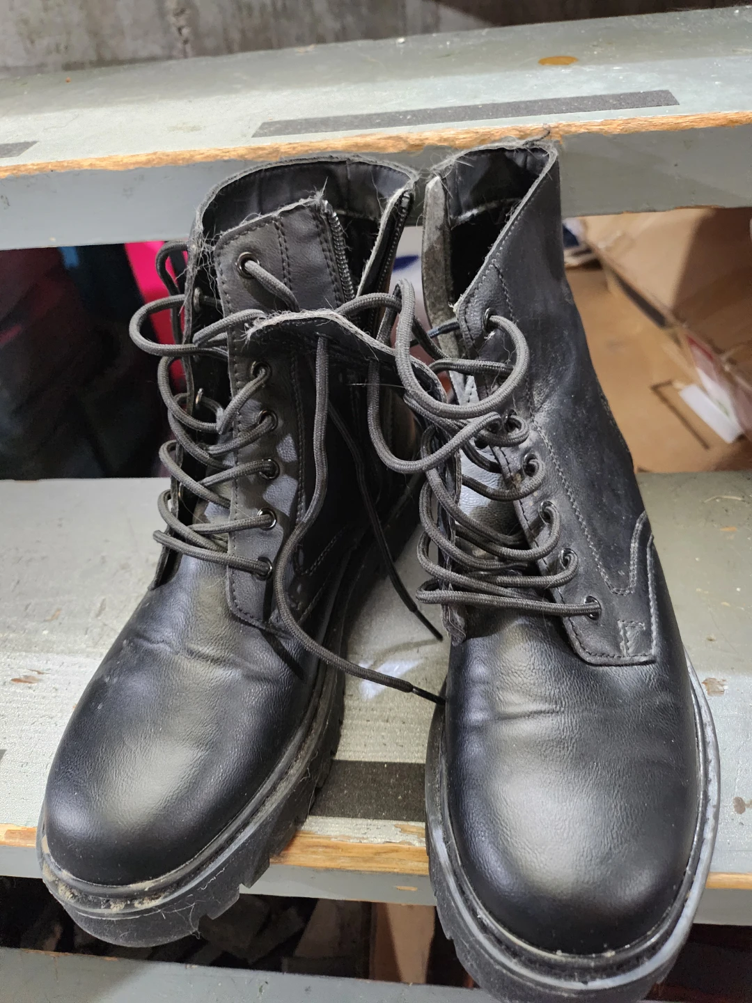 Black Lace-Up Combat Boots
