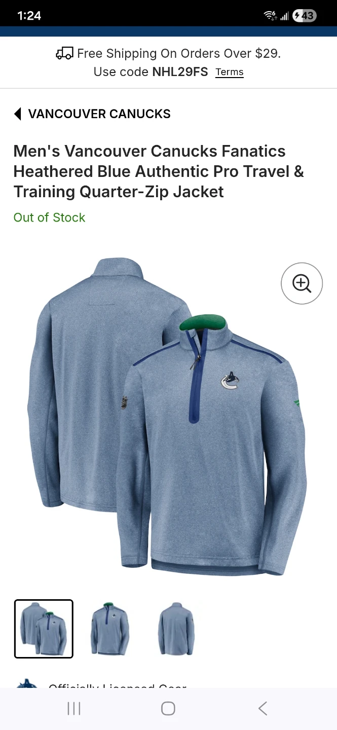 Vancouver Canucks heathered blue mens XL