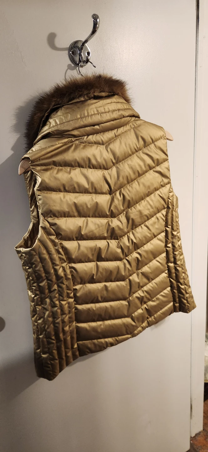 Talbots Down Vest with Fur Collar - Gold - G/L