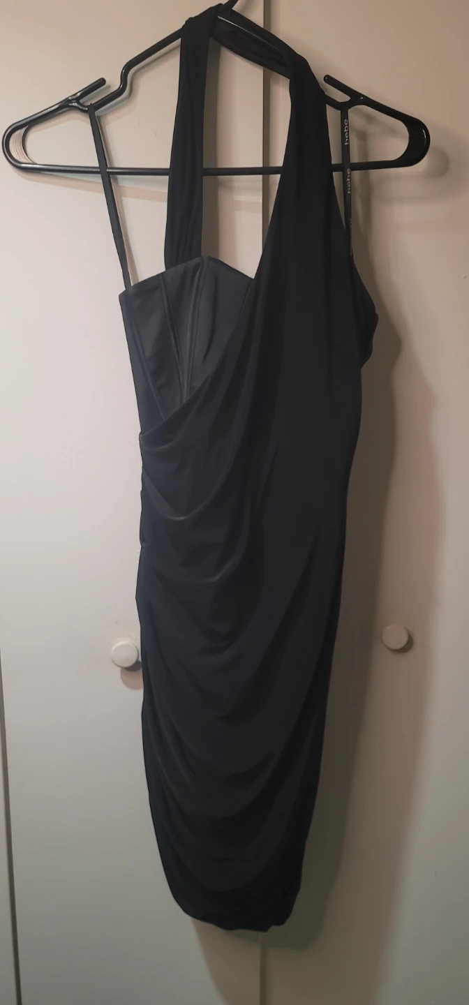 Bebe Black Halter Ruched Dress - photo 4