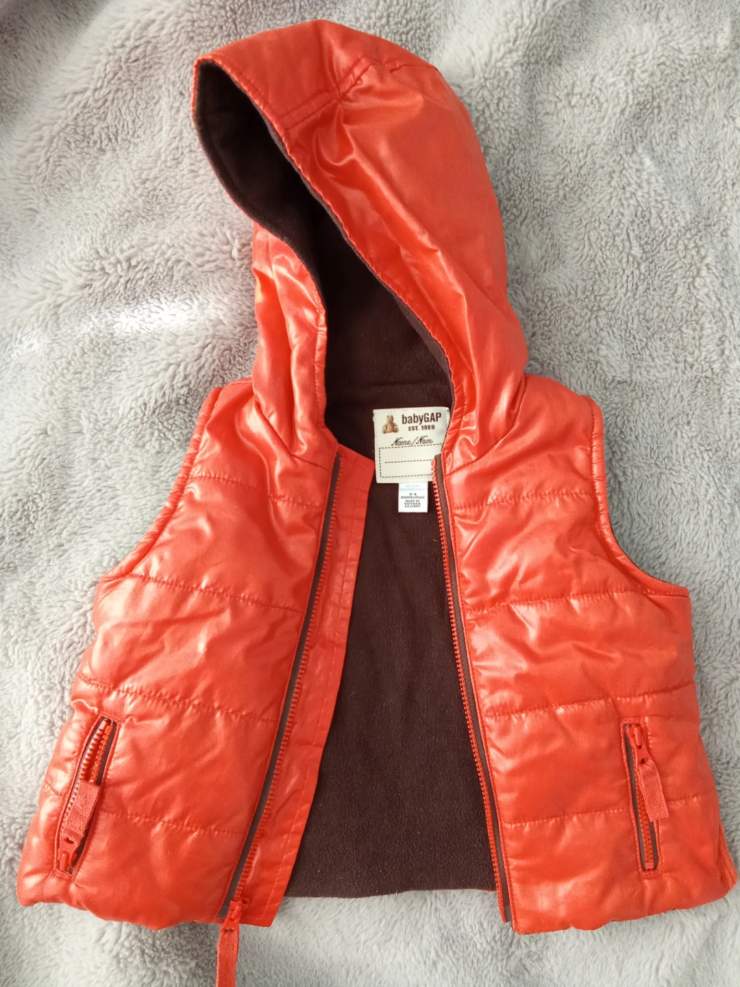 Baby Gap Puffer Vest with Hood - 0-6 Months
