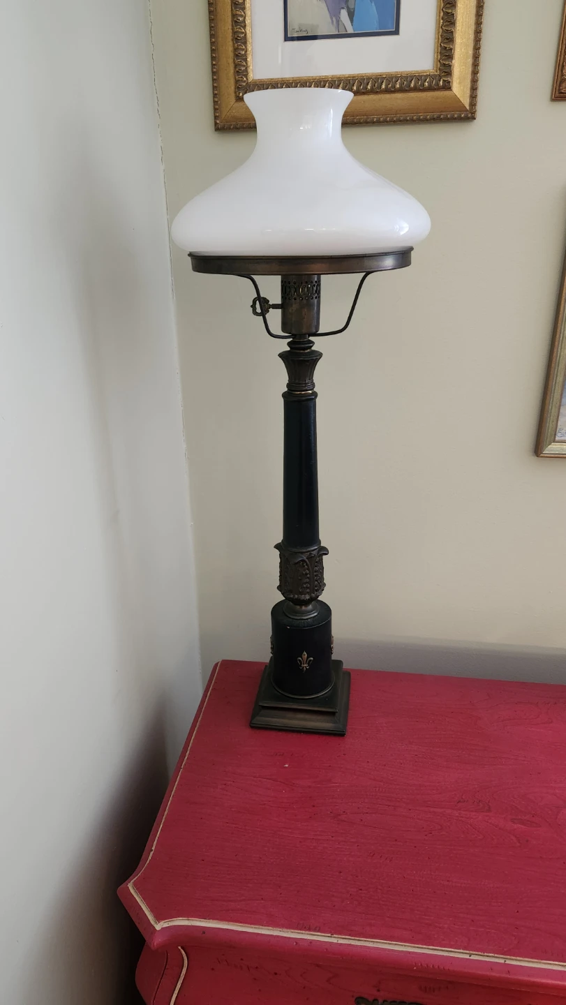 Vintage Style Table Lamp with White Globe Shade