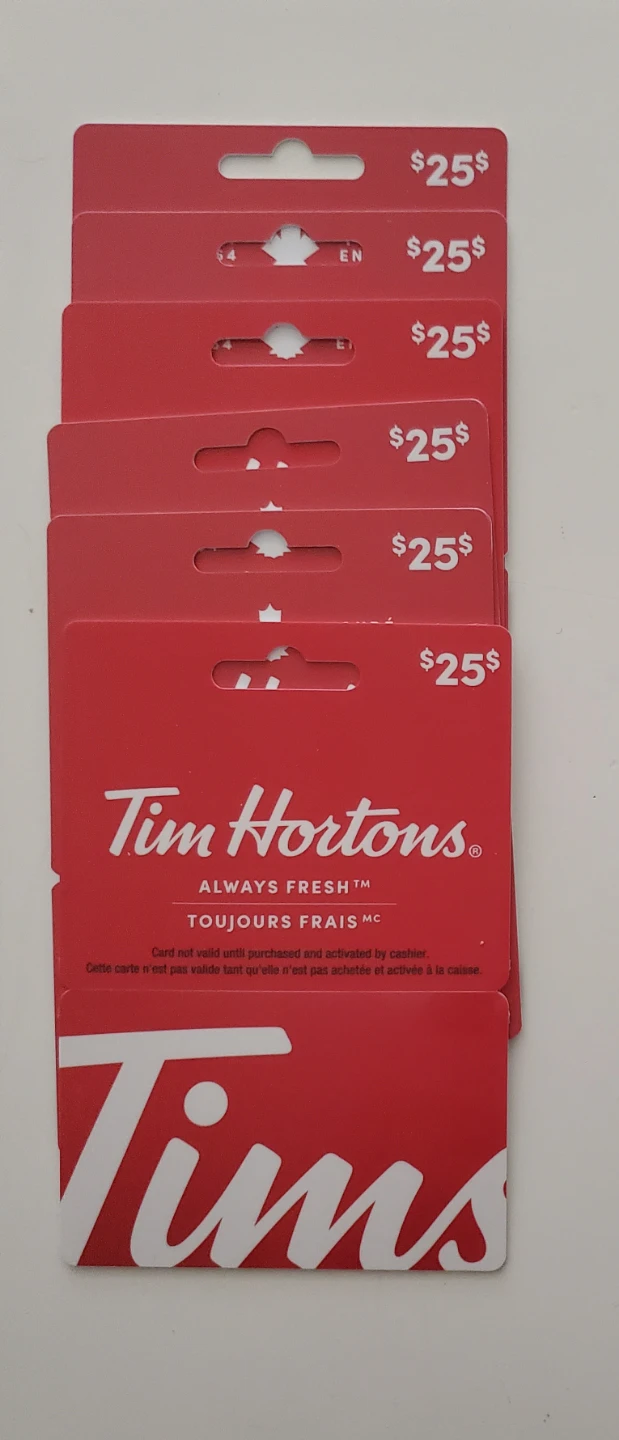 🥕Tim Hortons $25 Gift Cards (5x)