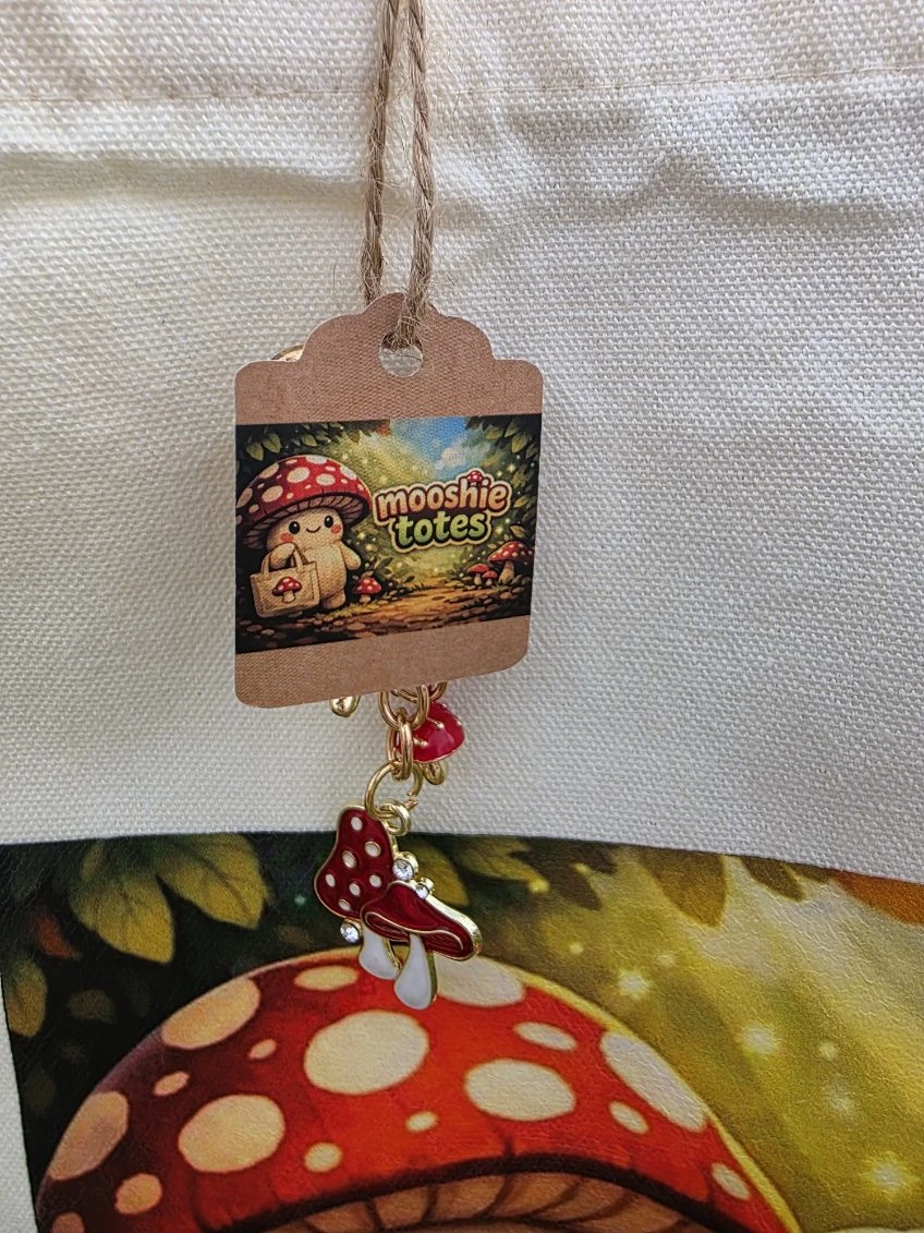 Mooshie Totes Canvas Tote Bag with Mushroom Charm - photo 2