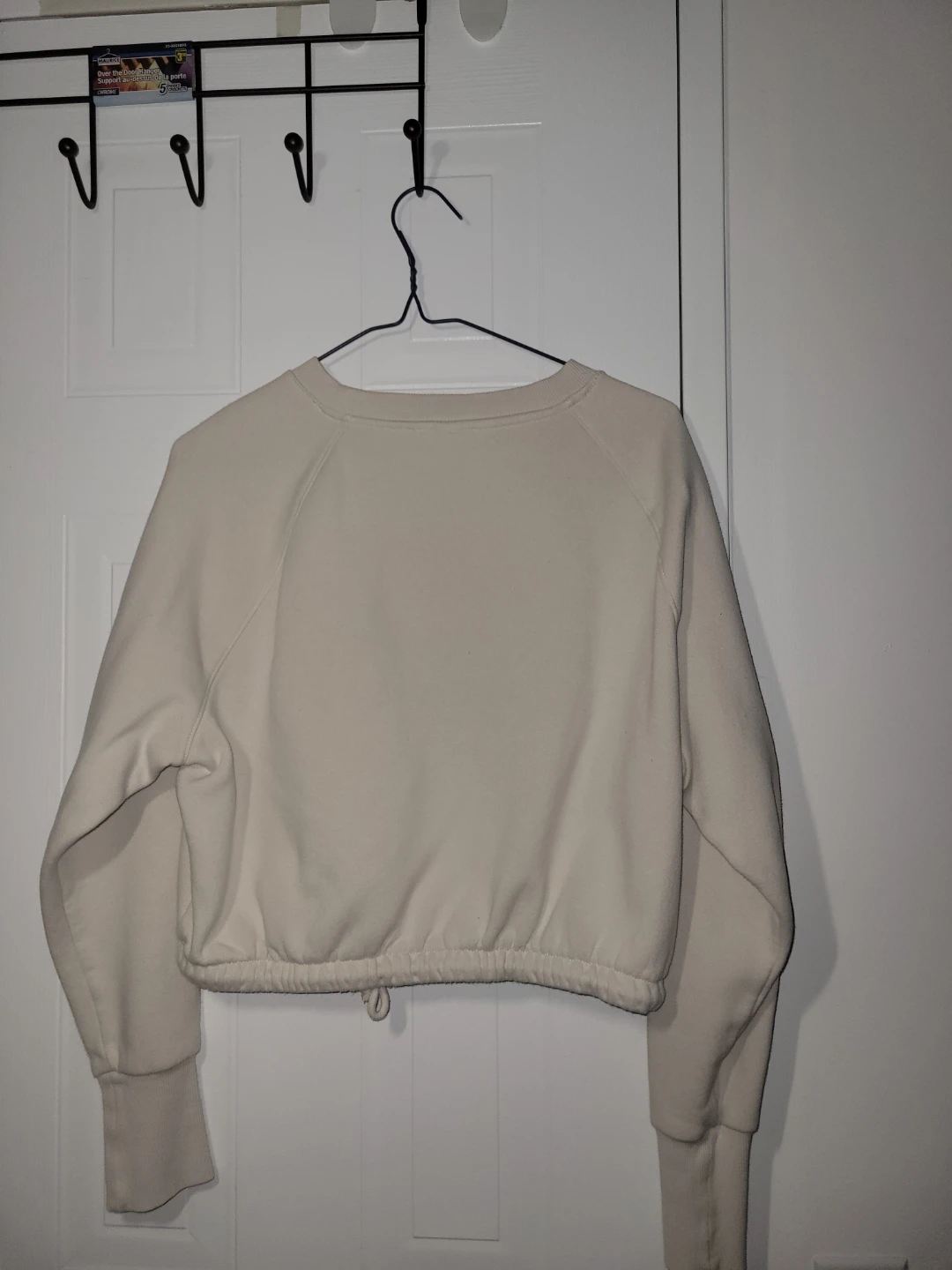 (H&M) Cream Cropped Sweatshirt with Drawstring Hem - photo 2