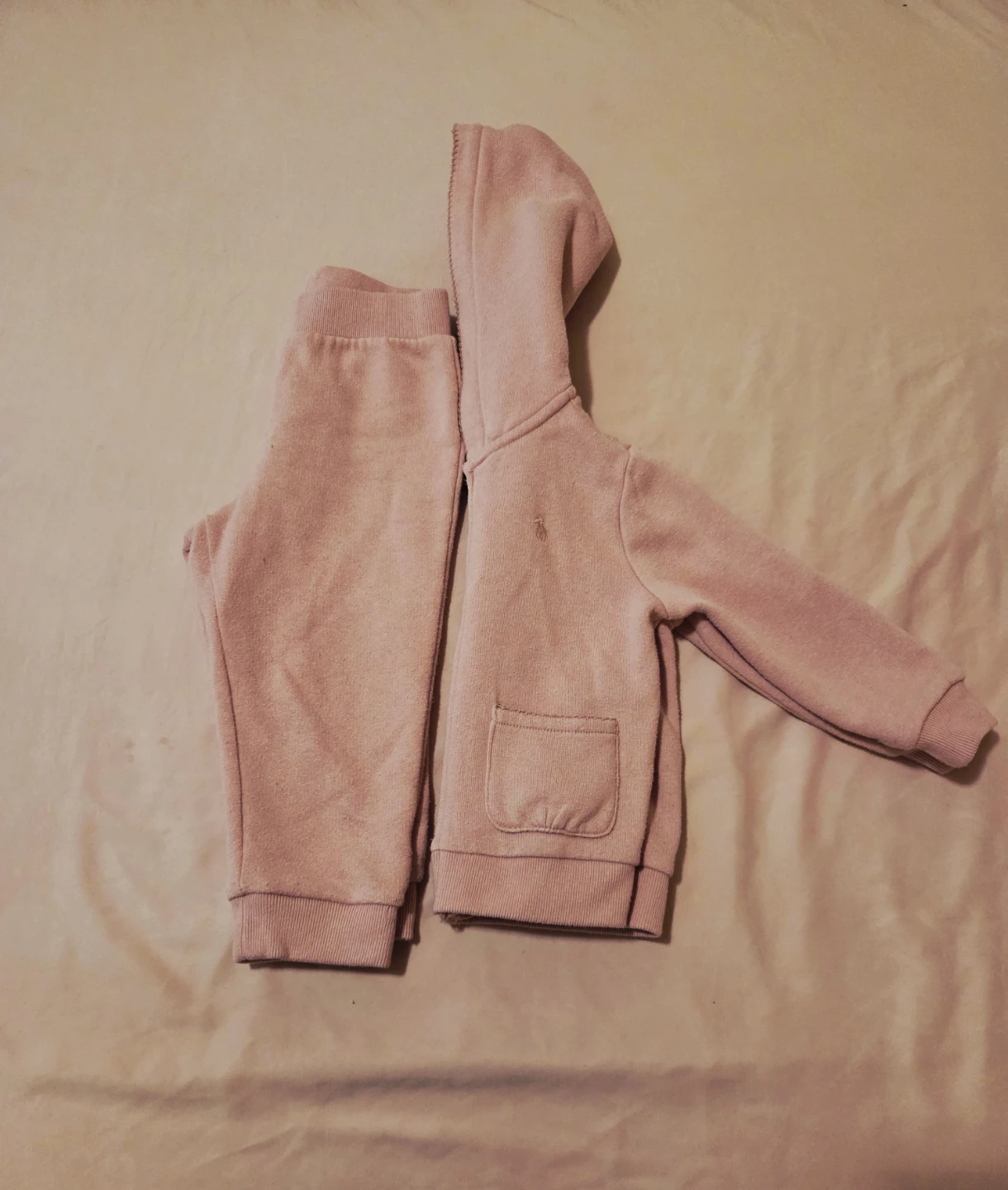 Ralph Lauren Baby Girl Pink Fleece Hoodie & Pants Set