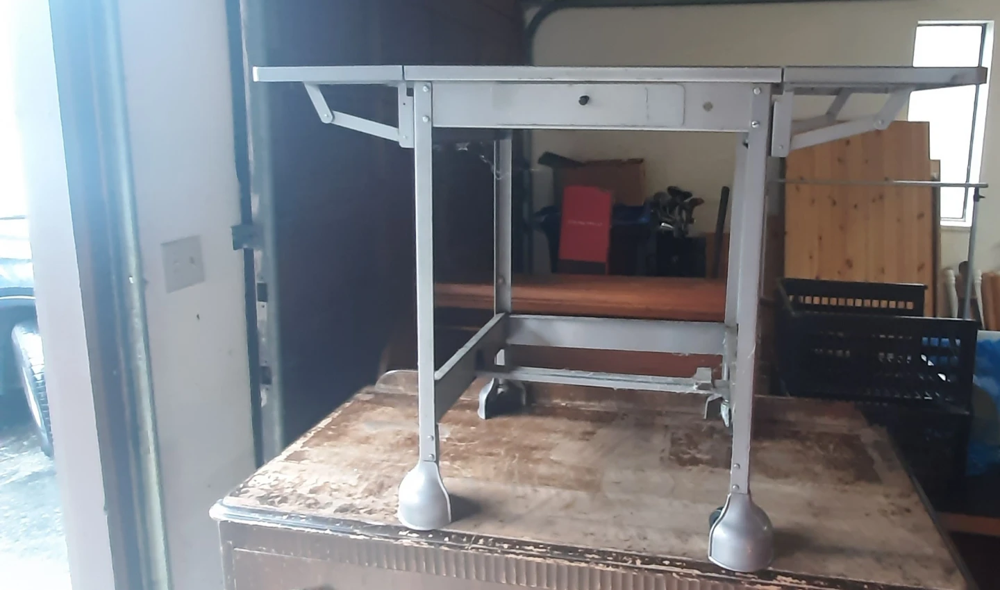 Metal Folding Table with Drawer