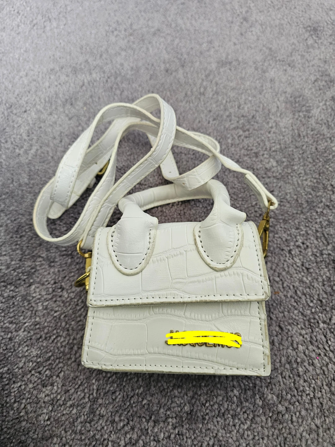 White Crocodile-Embossed Micro Bag (Jacquemus Inspired)