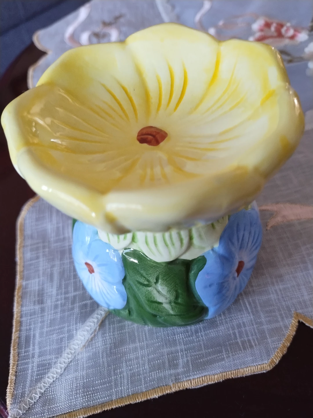 🥕 Yellow Flower Ceramic Oil Burner - photo 3