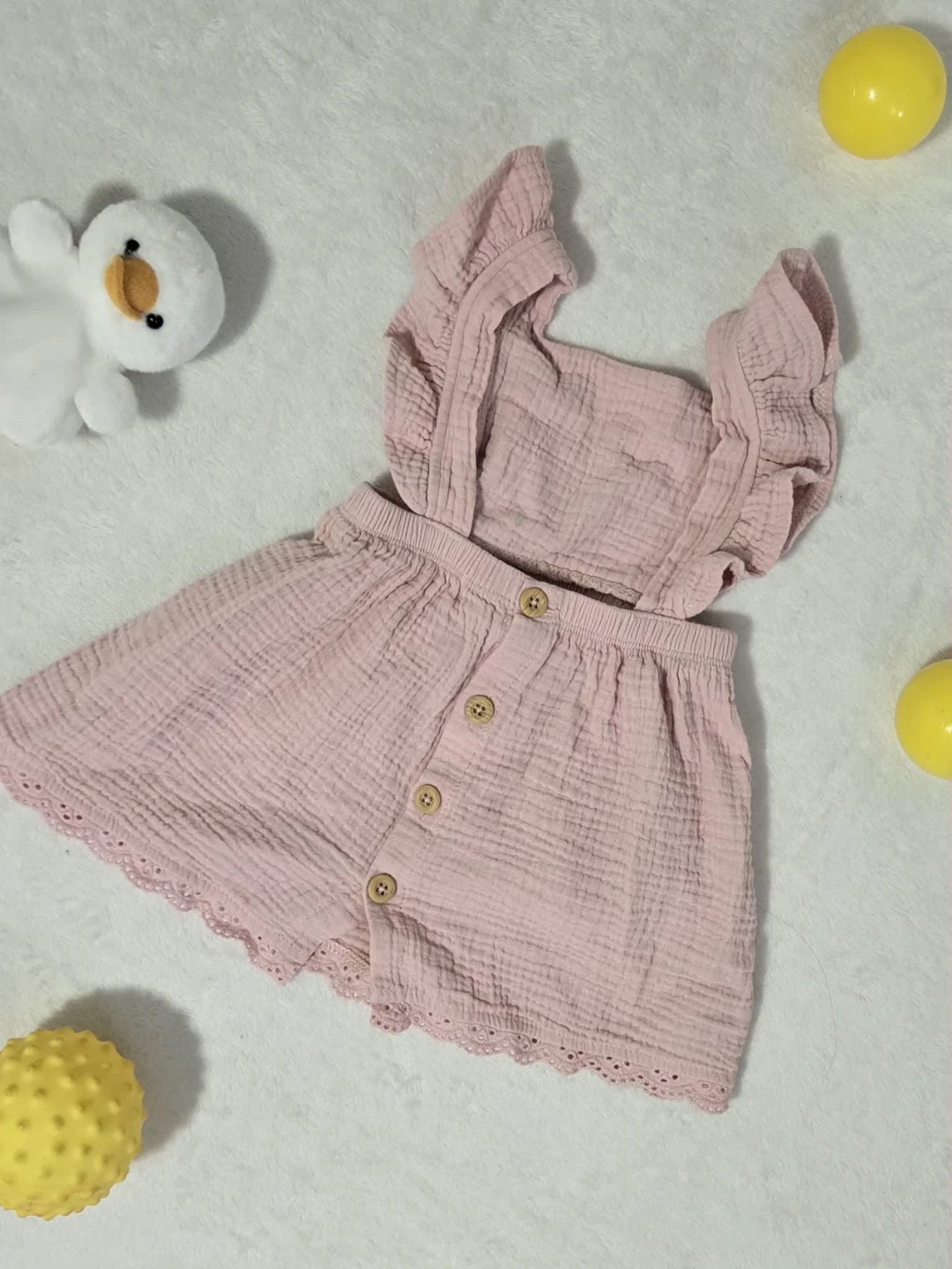 Pink Gauze Dress with Ruffles