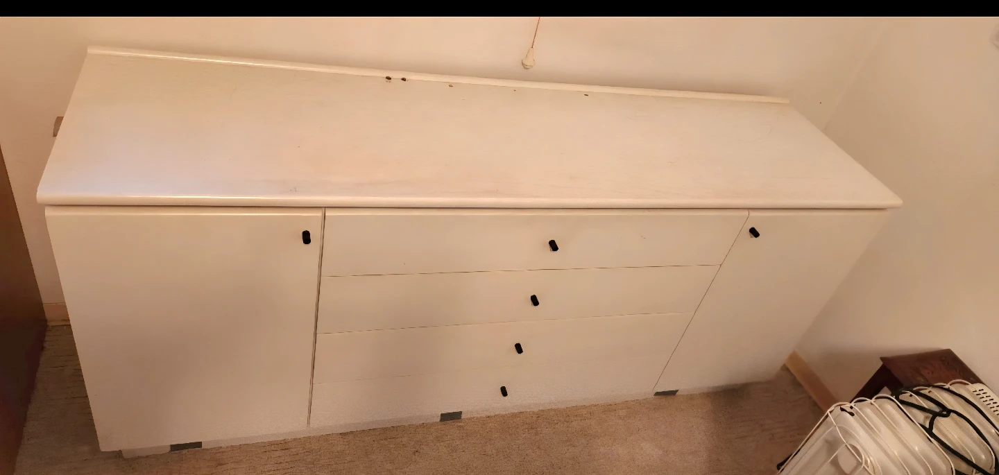 White Sideboard with Drawers and Cabinets