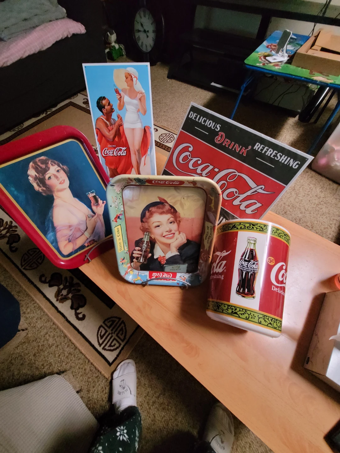 Coca-Cola Vintage Trays and Sign Lot