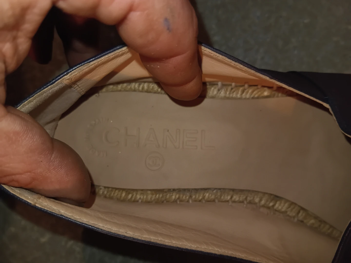 CHANEL Navy Leather Cap Toe Espadrille Flats - photo 3