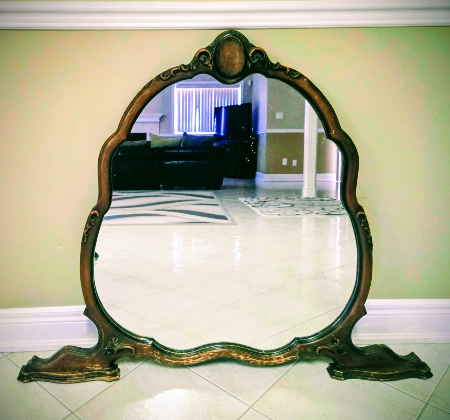 Antique Rococo Style Standing Mirror