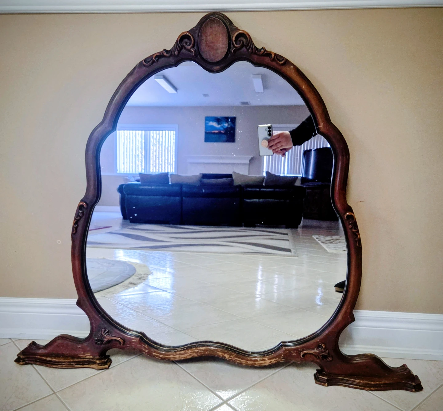 Antique Rococo Style Standing Mirror - photo 2