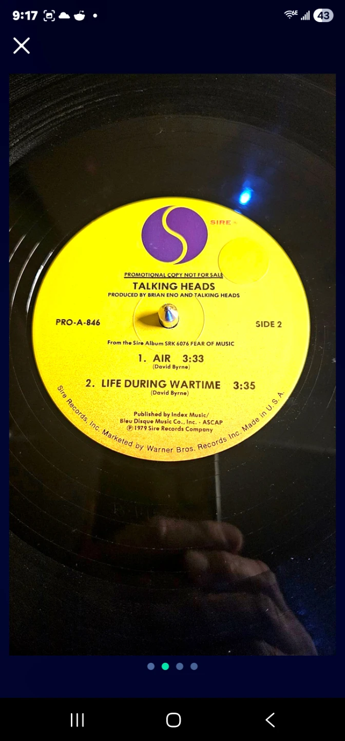 Talking Heads Promotional Vinyl EP- NM - photo 2