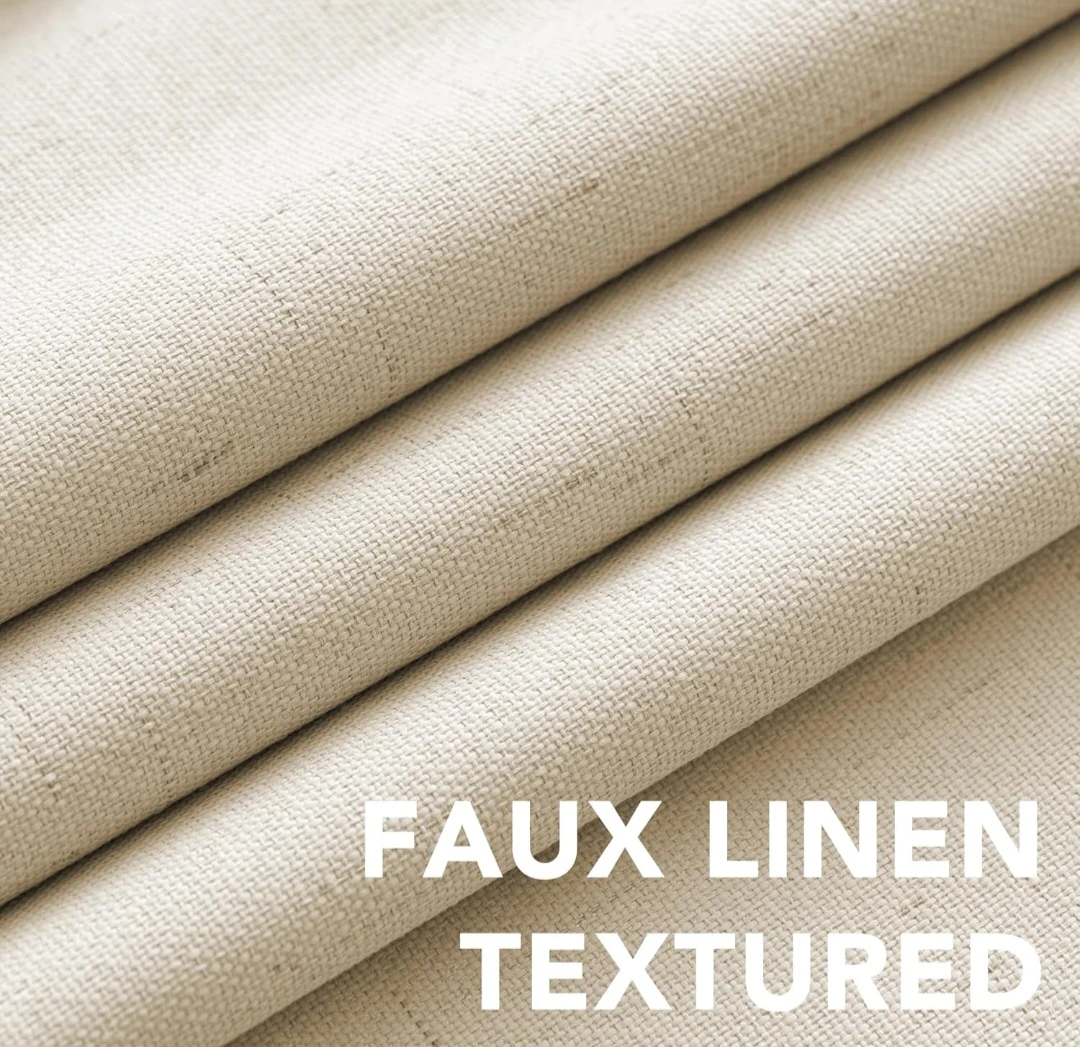 Faux Linen Textured Grommet Curtains - Beige - photo 5