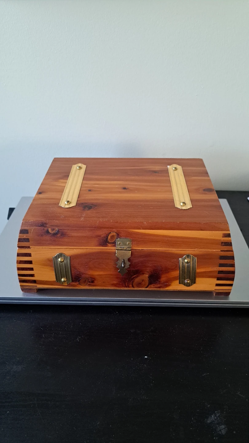 Wooden Trinket Box with Mirrored Lid