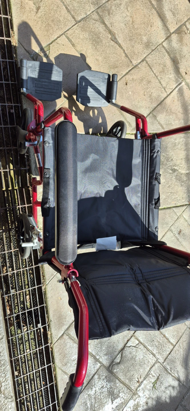 Red Lightweight Transport Wheelchair - photo 2