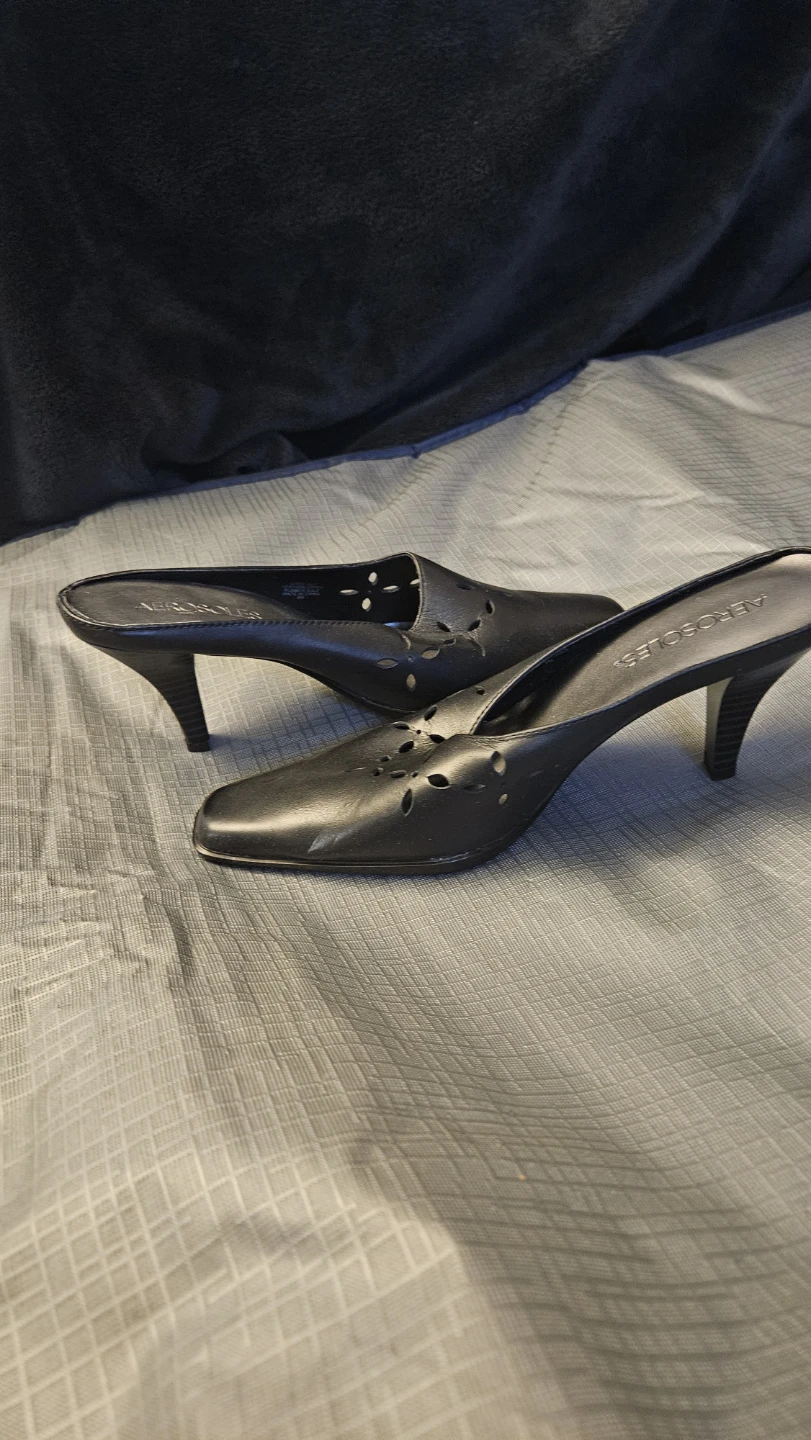 Aerosoles Black Leather Mules Size 8 - photo 3
