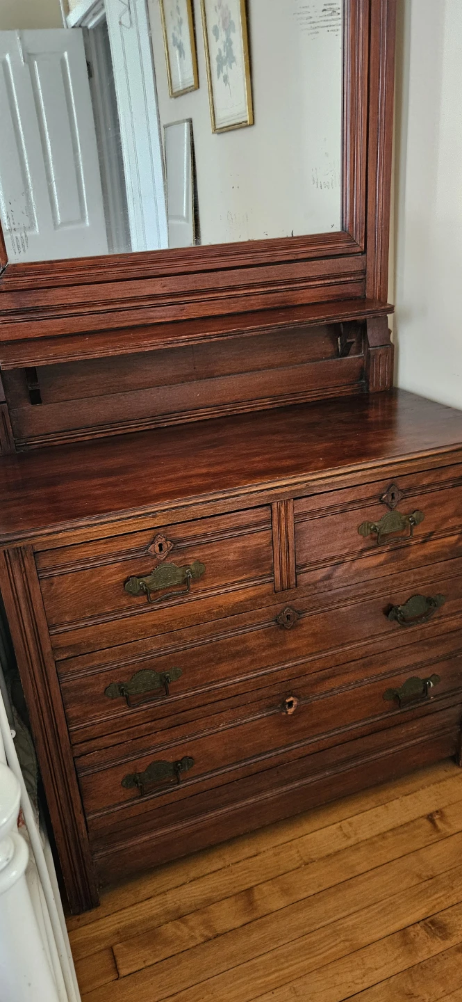 Antique Wooden Dresser with Mirror - photo 2