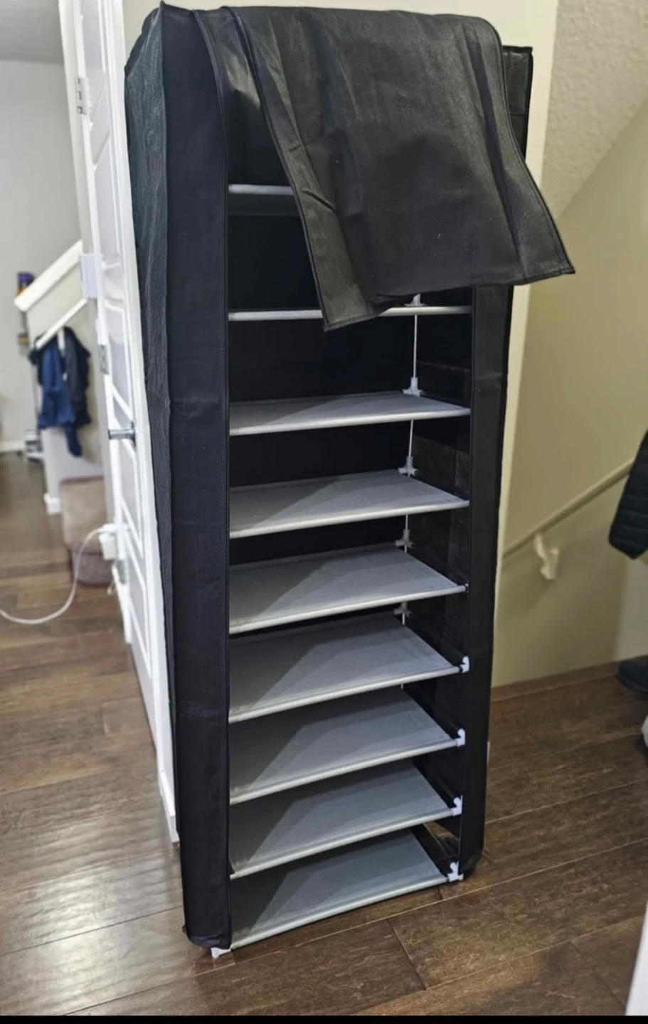 Black Shoes Cabinet with Door - Plastic/Metal/Fabric Multi ...