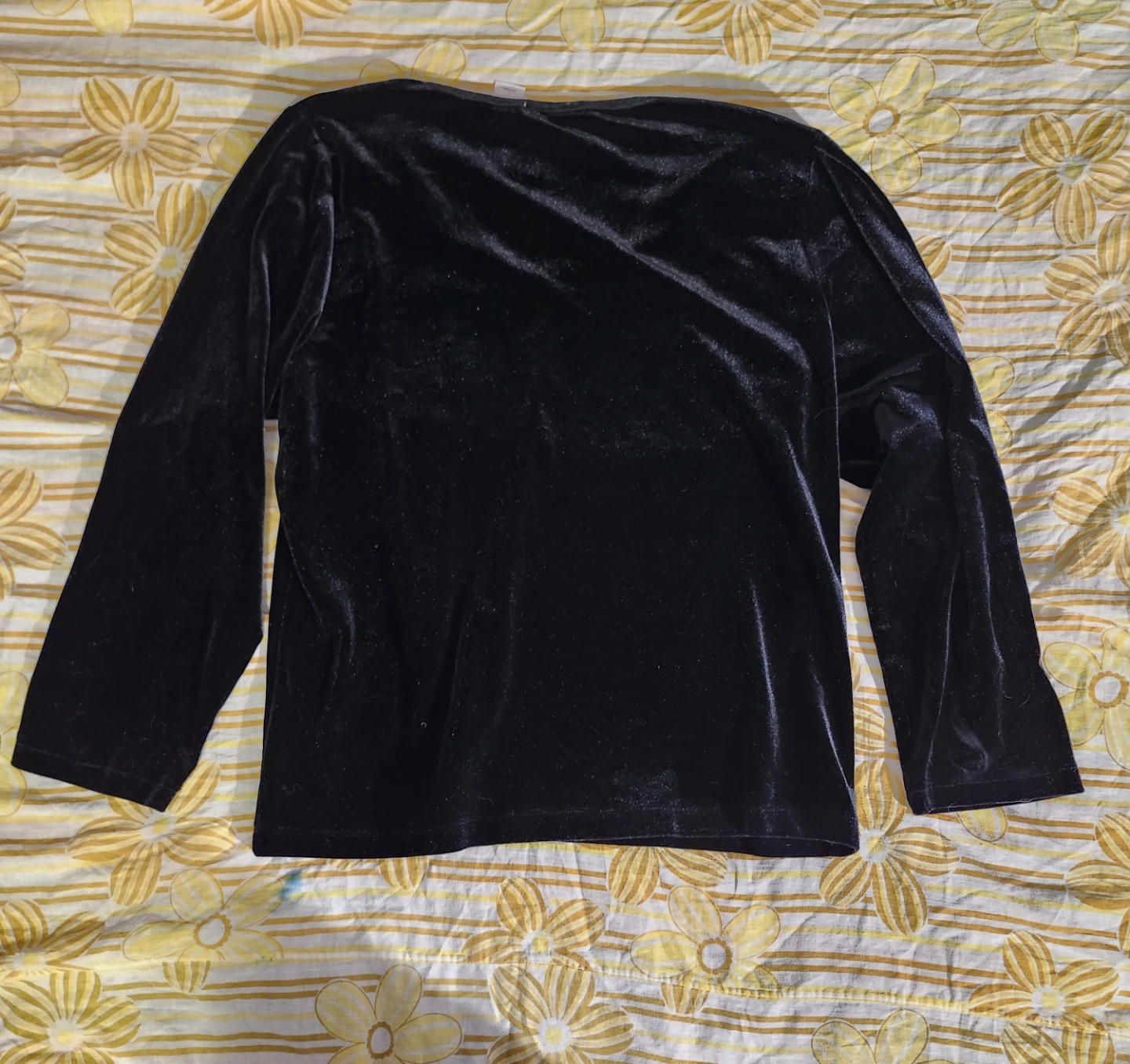 Black velvet long sleeve babydoll top - photo 2