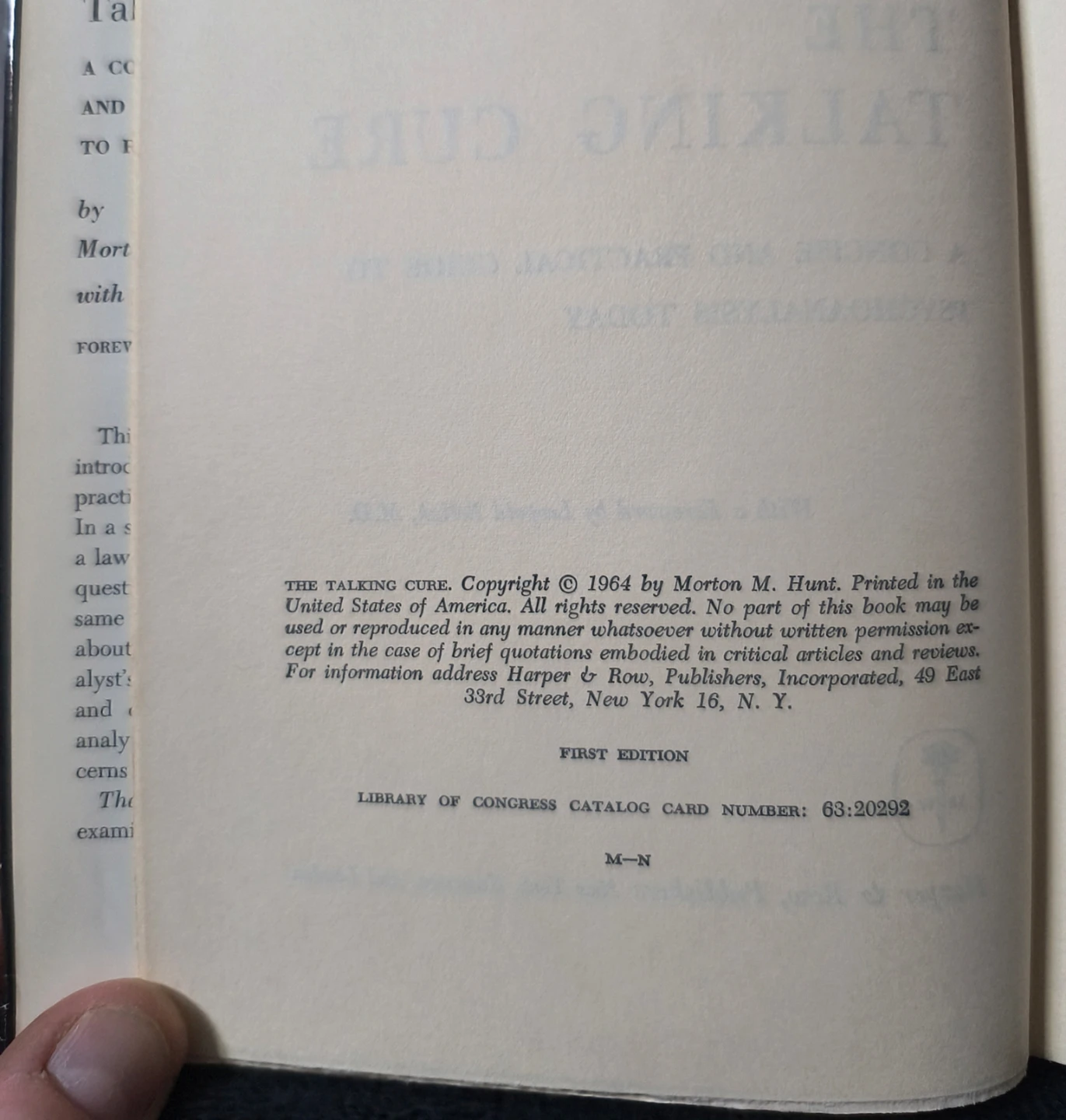 The Talking Cure: Psychoanalysis Today, 1st edition 1964 - photo 2