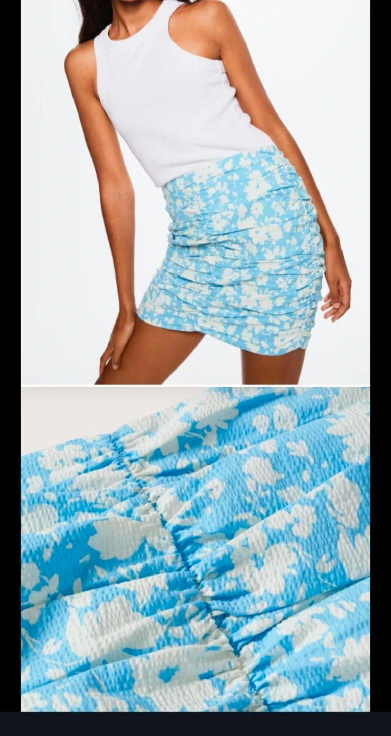 MNG Mango Blue Floral Ruched Mini Skirt - photo 5