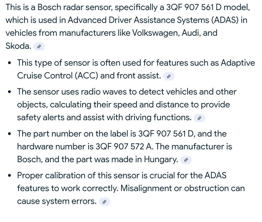 Bosch 3Q7 907 561 D Radar Sensor - photo 4