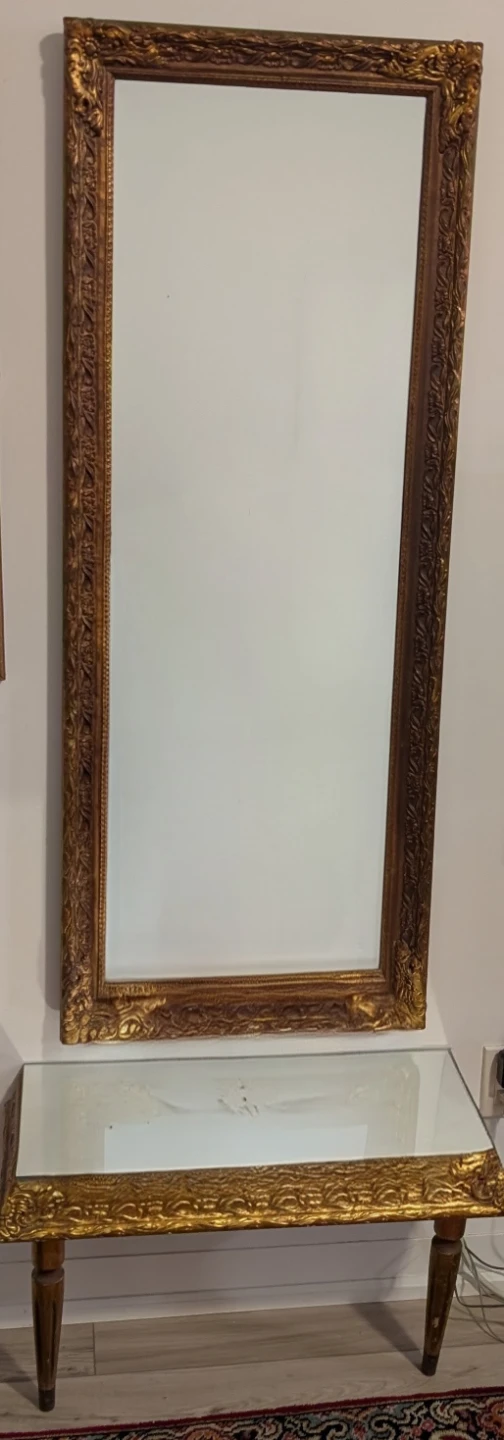 Vintage 1960's Rococco style Mirror  & console hall table
