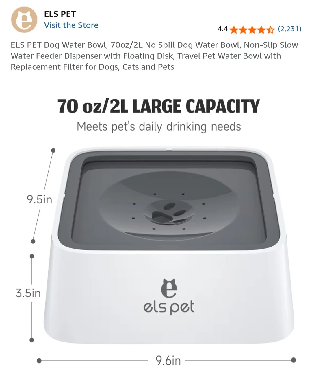 ELS PET 2L No Spill Dog Water Bowl - photo 4